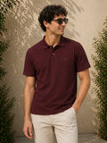 L Men Maroon Solid Polos T-Shirt