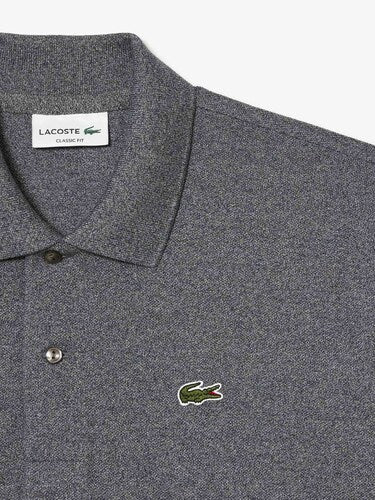 L Men Grey Heathered Pique Cotton Shirt