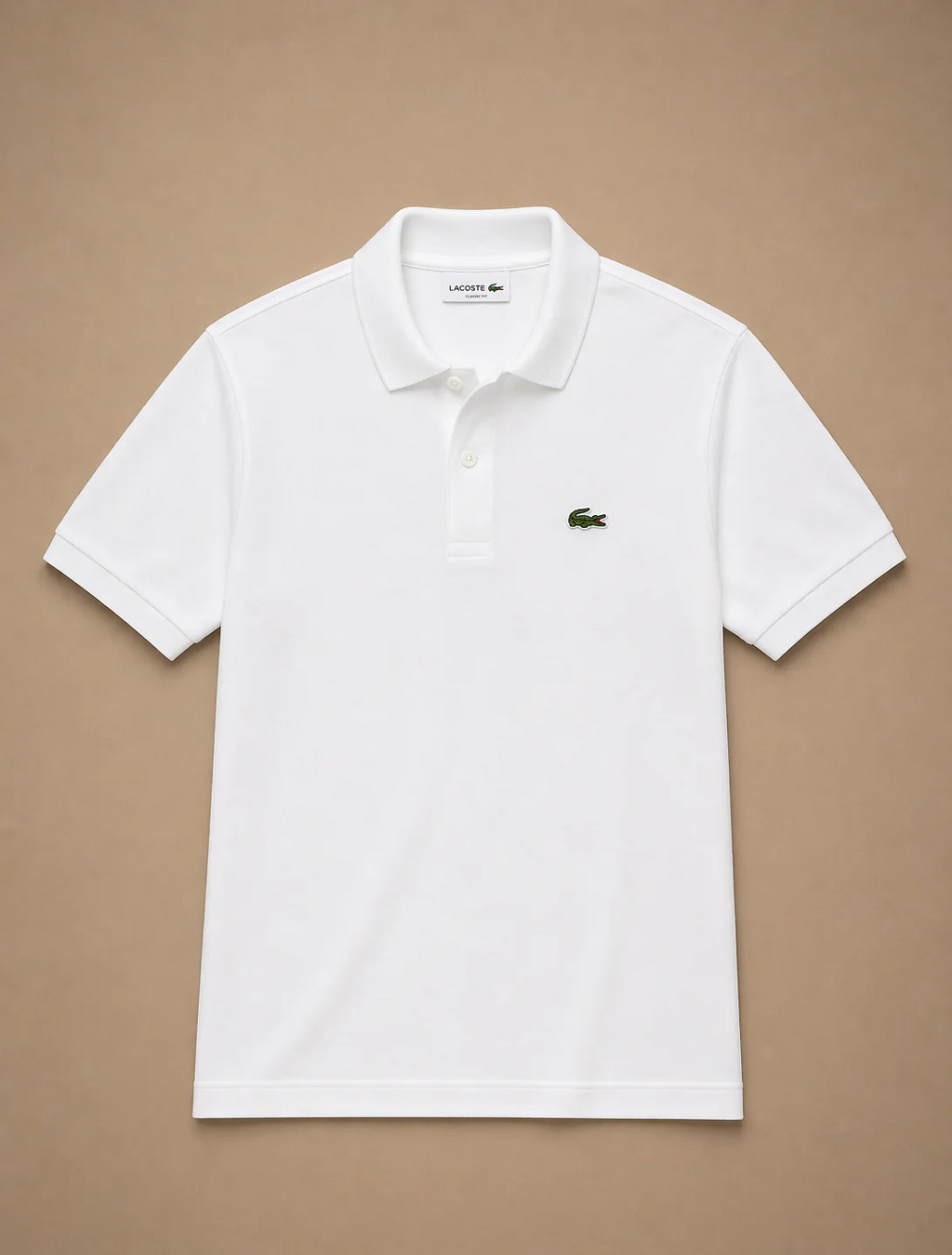 L Men White Solid Polos T-Shirt
