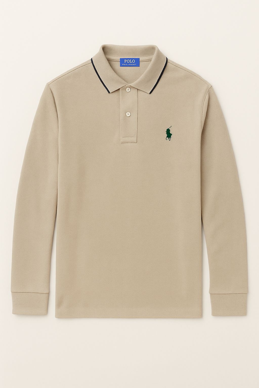 RL Collar Full Sleeve T-shirt BEIGE