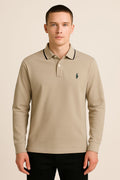 RL Collar Full Sleeve T-shirt BEIGE