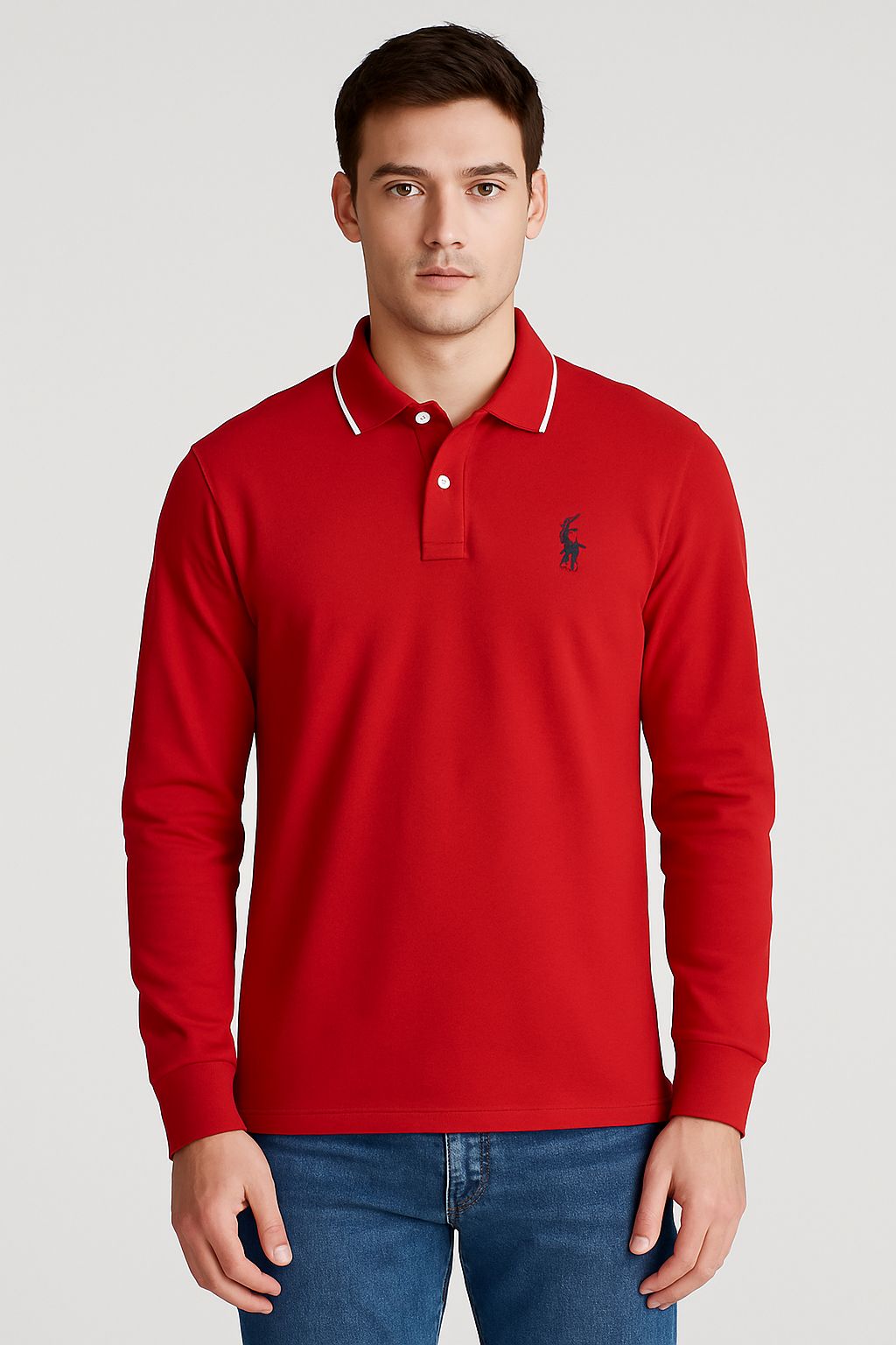 RL Collar Full Sleeve T-shirt RED