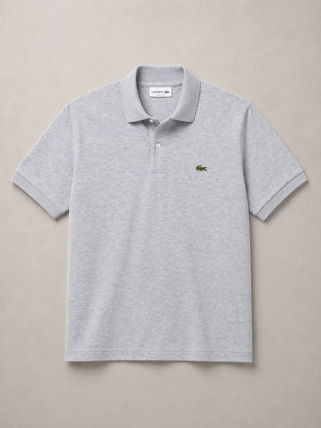 L Men Grey Solid Polos T-Shirt