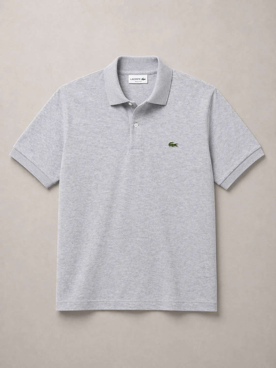 L Men Grey Solid Polos T-Shirt