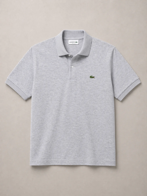 L Men Grey Solid Polos T-Shirt