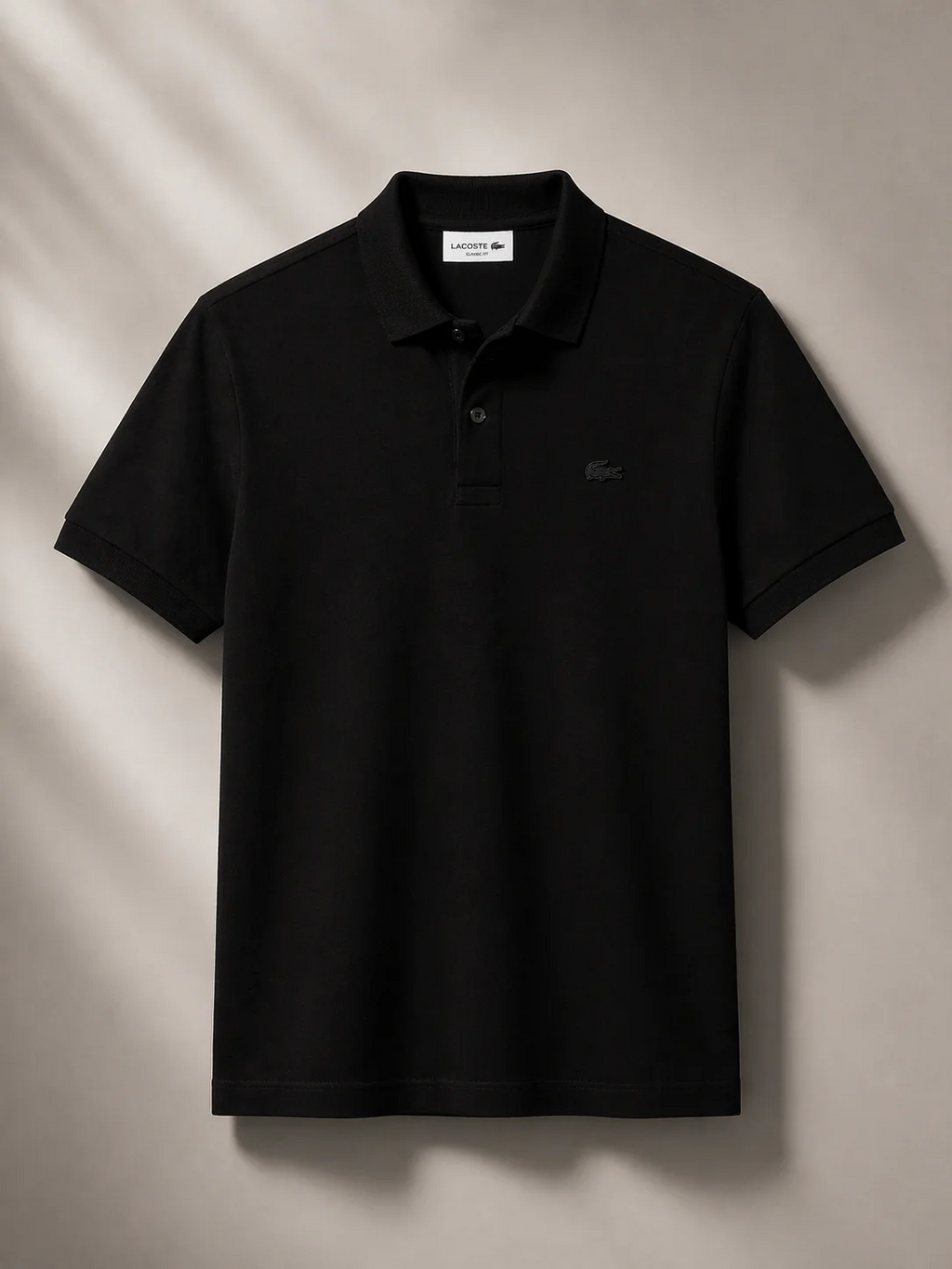 L Men Black Solid Polos T-Shirt