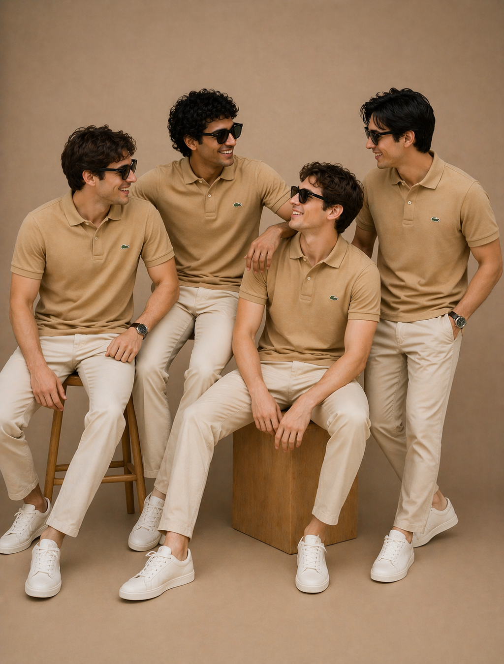 L Men Beige Original L.12.12 Slim Fit