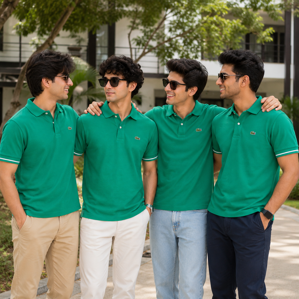 L Men Green Polos T-Shirt