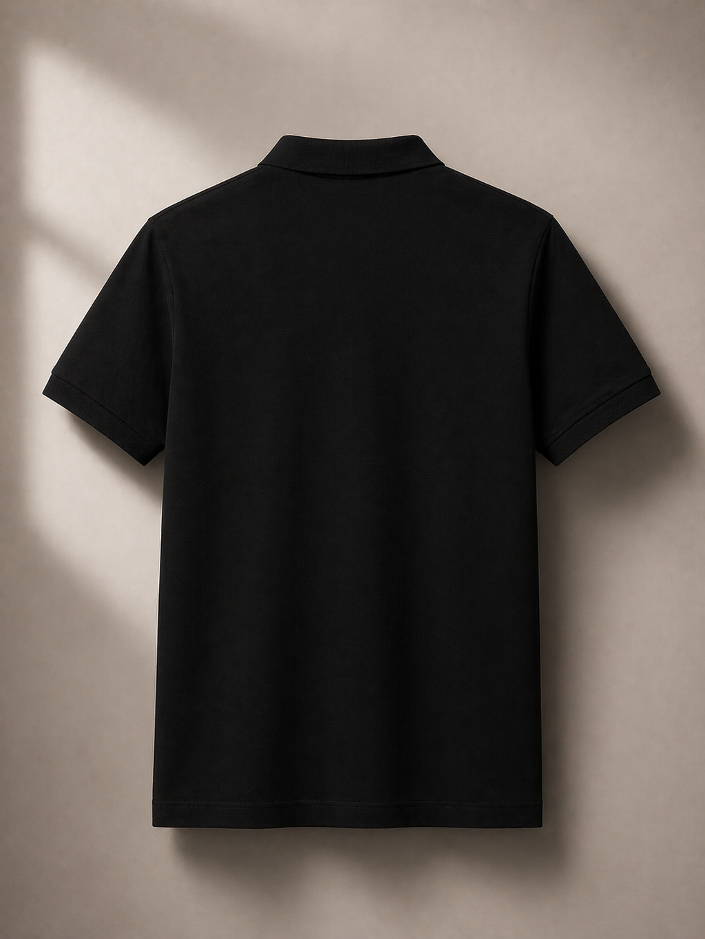 L Men Black Paris Shirt Regular Fit Stretch Cotton Pique
