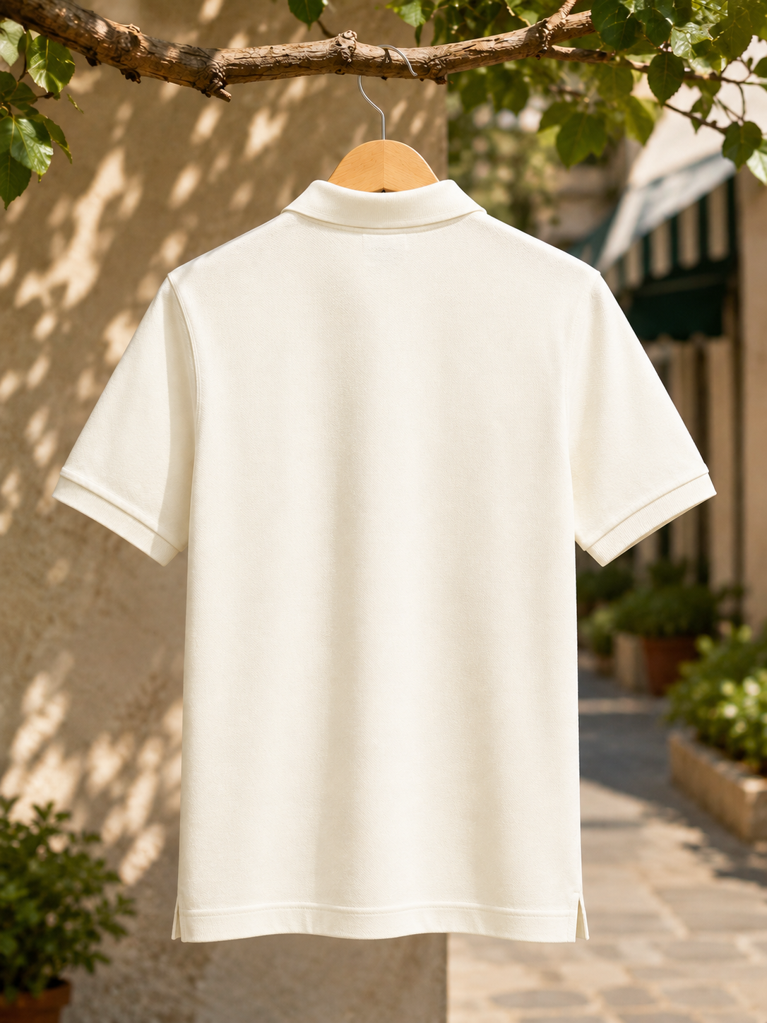 L Men white cream Polos T-Shirt