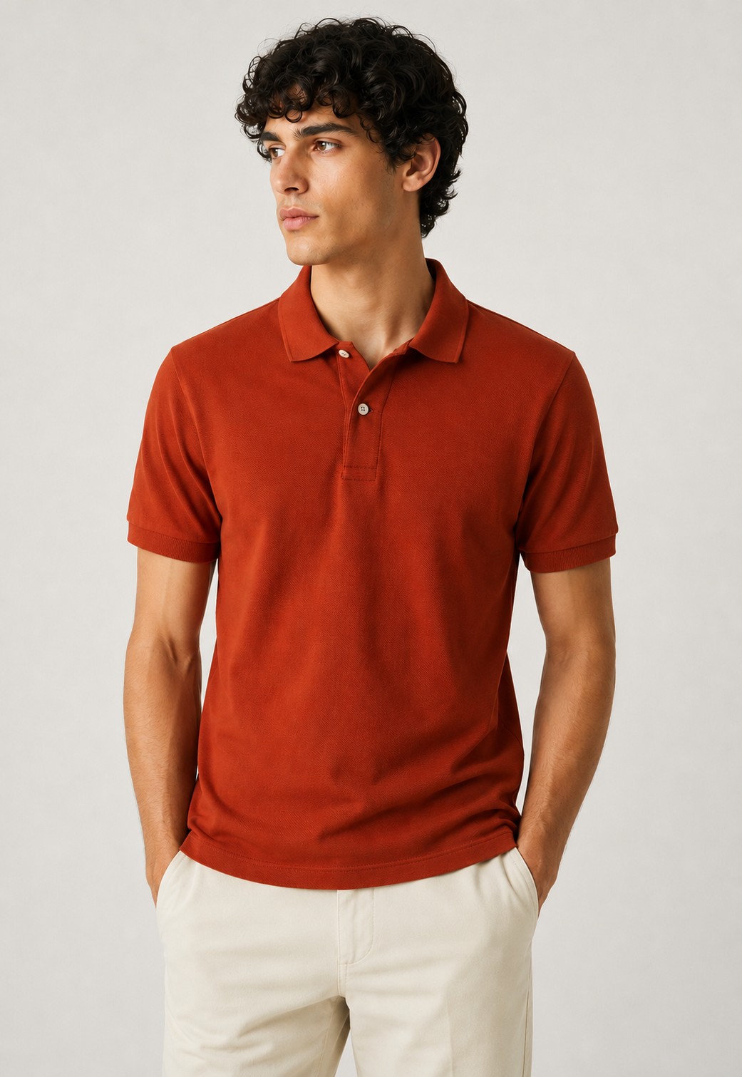 L Men's Rust Orange Polo T-Shirt