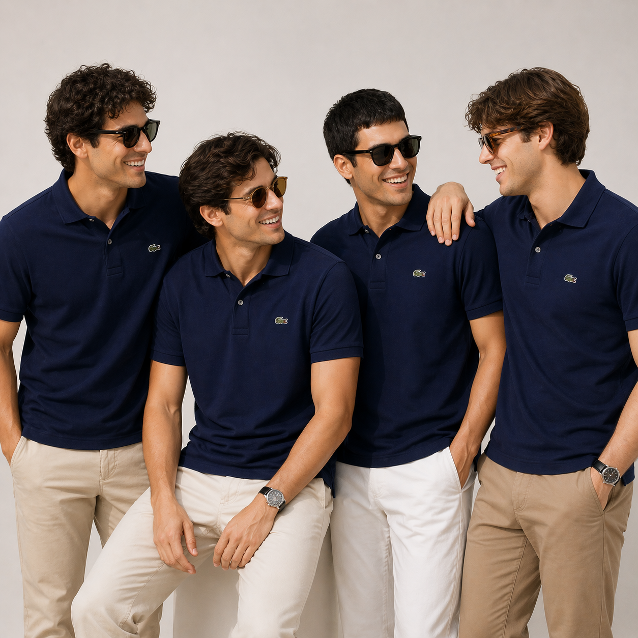 L Men Navy Regular Fit Cotton Pima Shirt