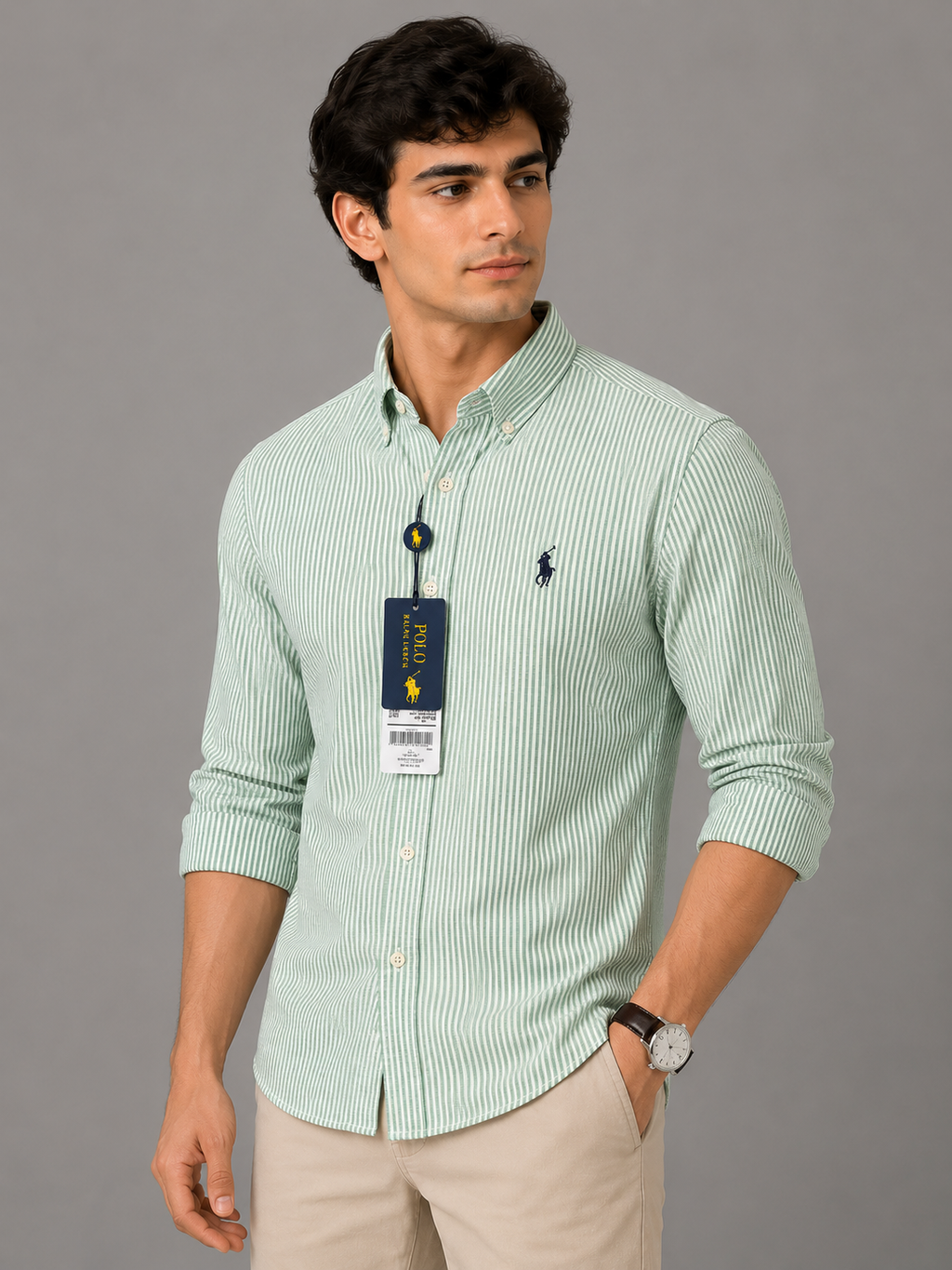 RL Classic Striped Mint Green Shirt