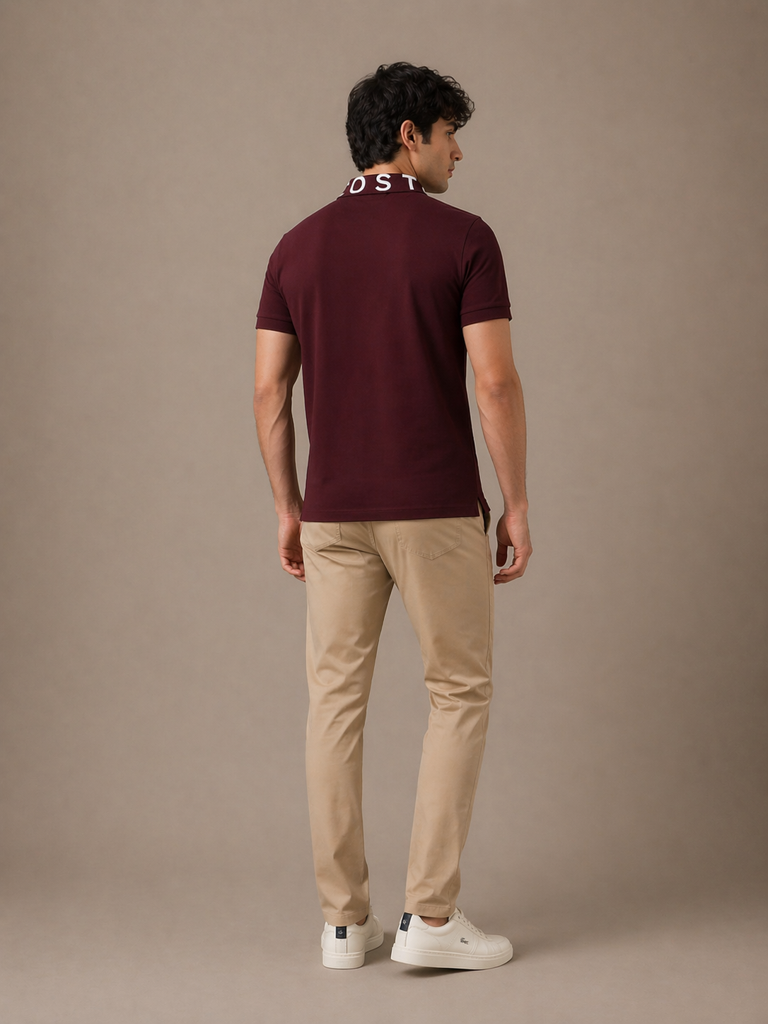 L Men Maroon Movement Jacquard Collar