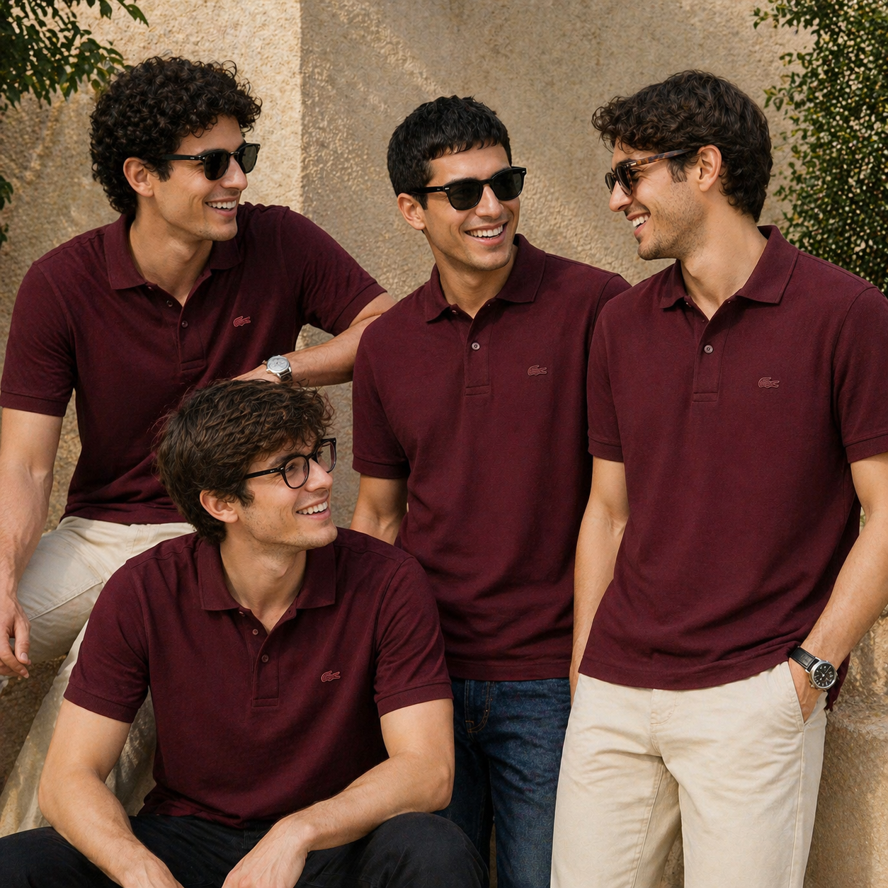 L Men Maroon Regular Fit Lacoste Movement Pique Polo Shirt