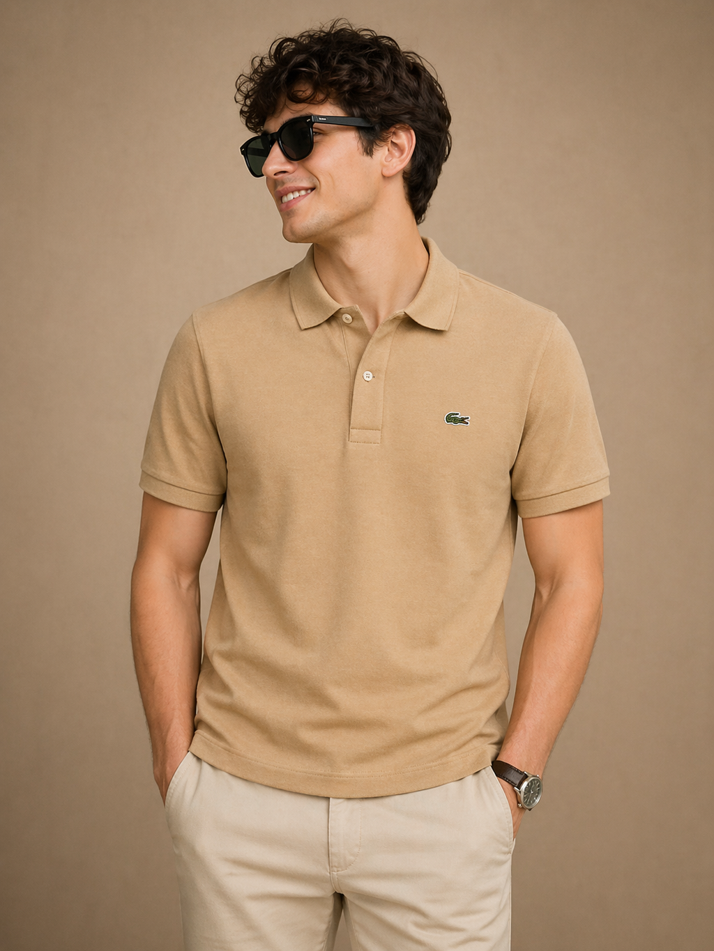 L Men Beige Original L.12.12 Slim Fit