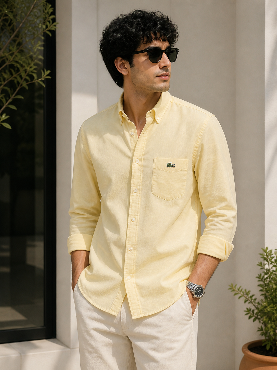 L Premium Classic light yellow Full Sleeve ShirtL=