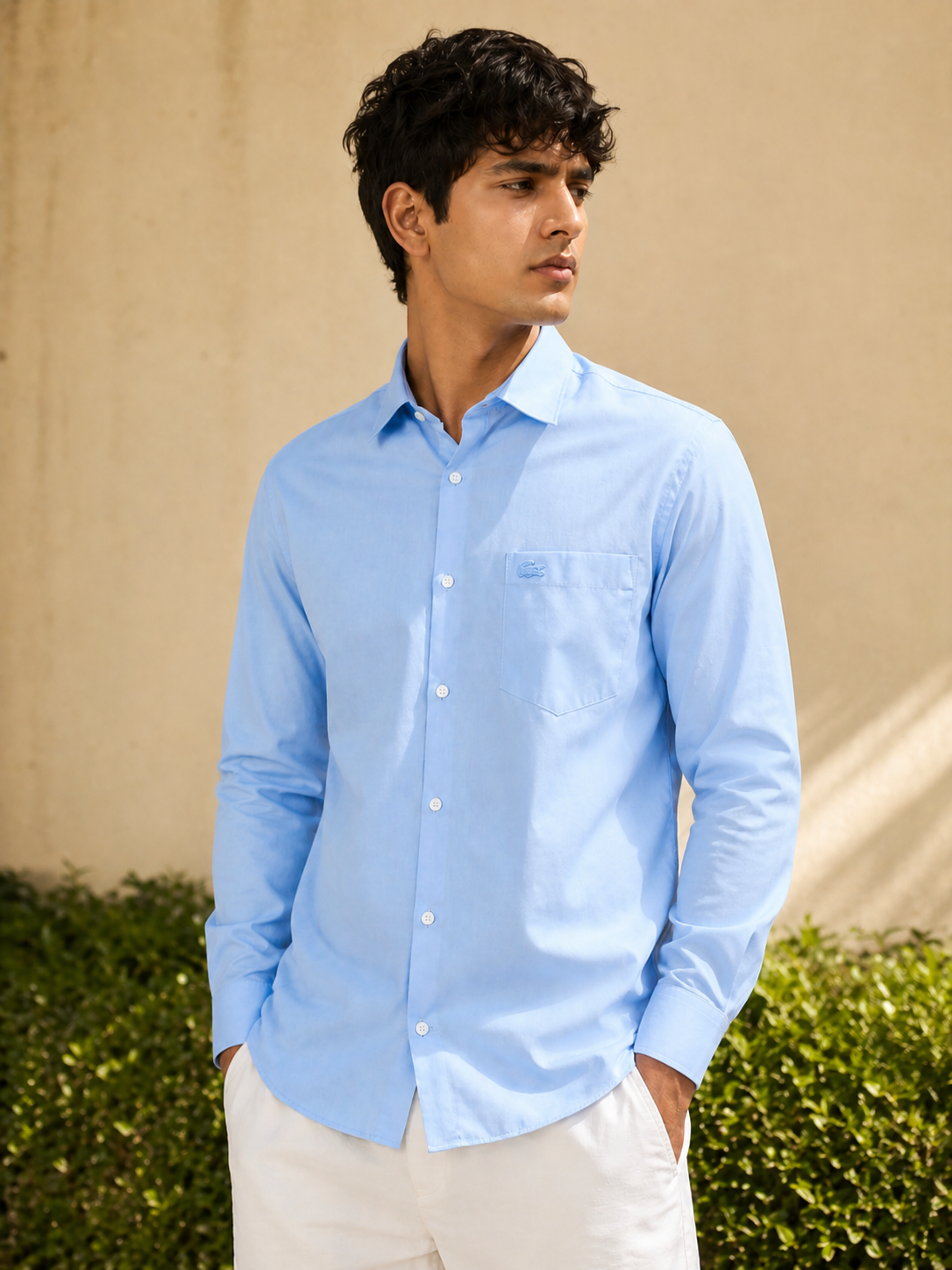 L Men Full Sleeve Regular Fit Solid Cotton Shirt