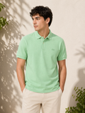 L Men Green Regular Fit Paris Stretch Pique Shirt