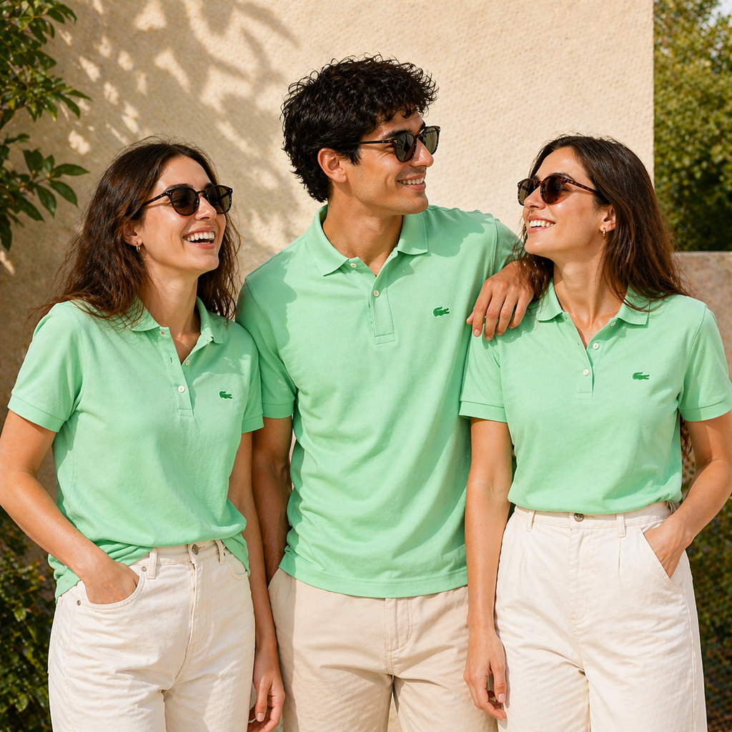 L Men Green Regular Fit Paris Stretch Pique Shirt