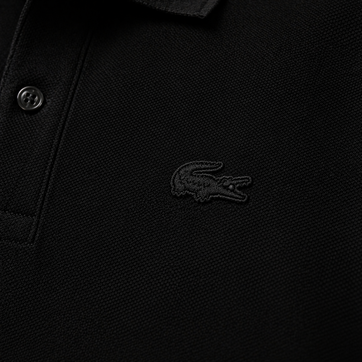 L Men Black Paris Shirt Regular Fit Stretch Cotton Pique