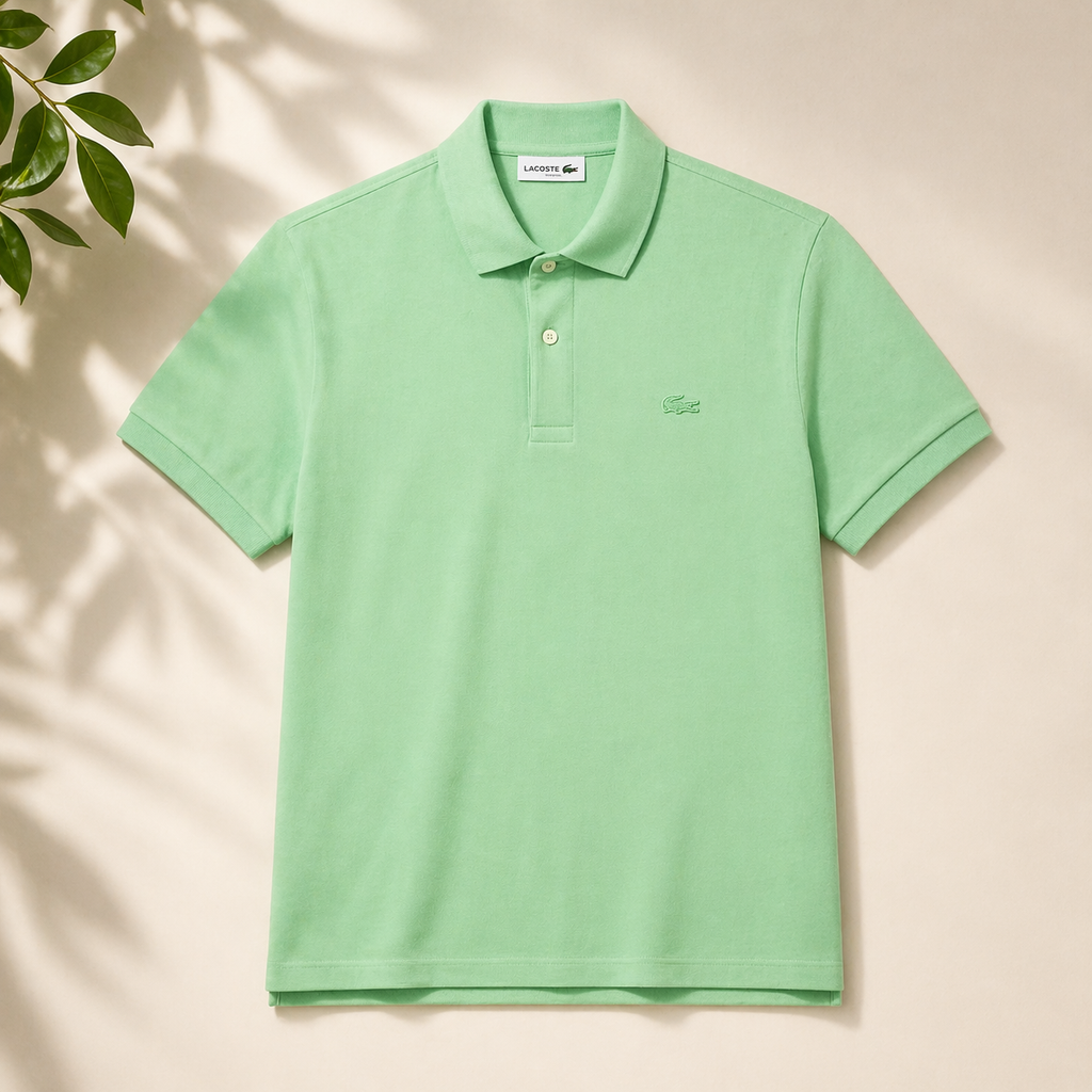 L Men Green Regular Fit Paris Stretch Pique Shirt