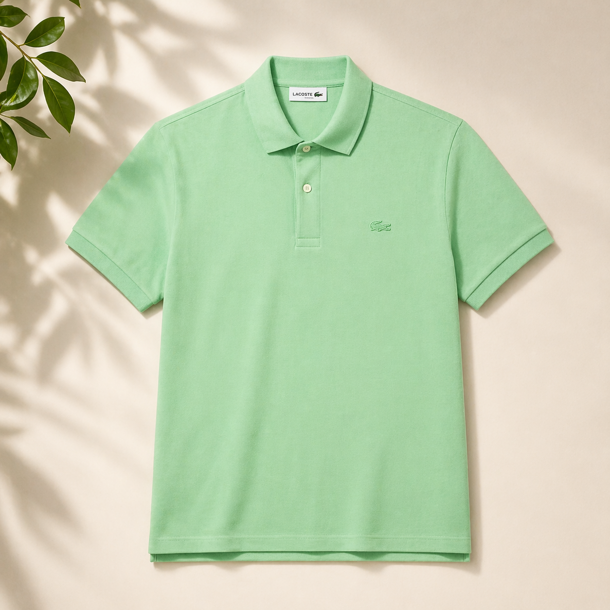 L Men Green Regular Fit Paris Stretch Pique Shirt