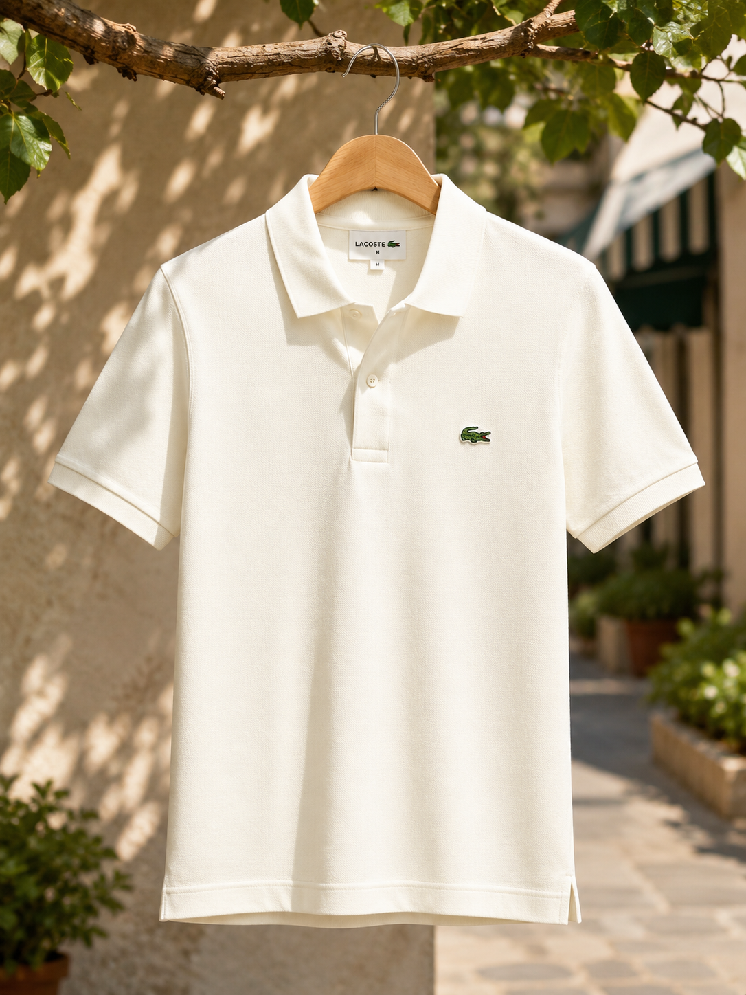 L Men white cream Polos T-Shirt