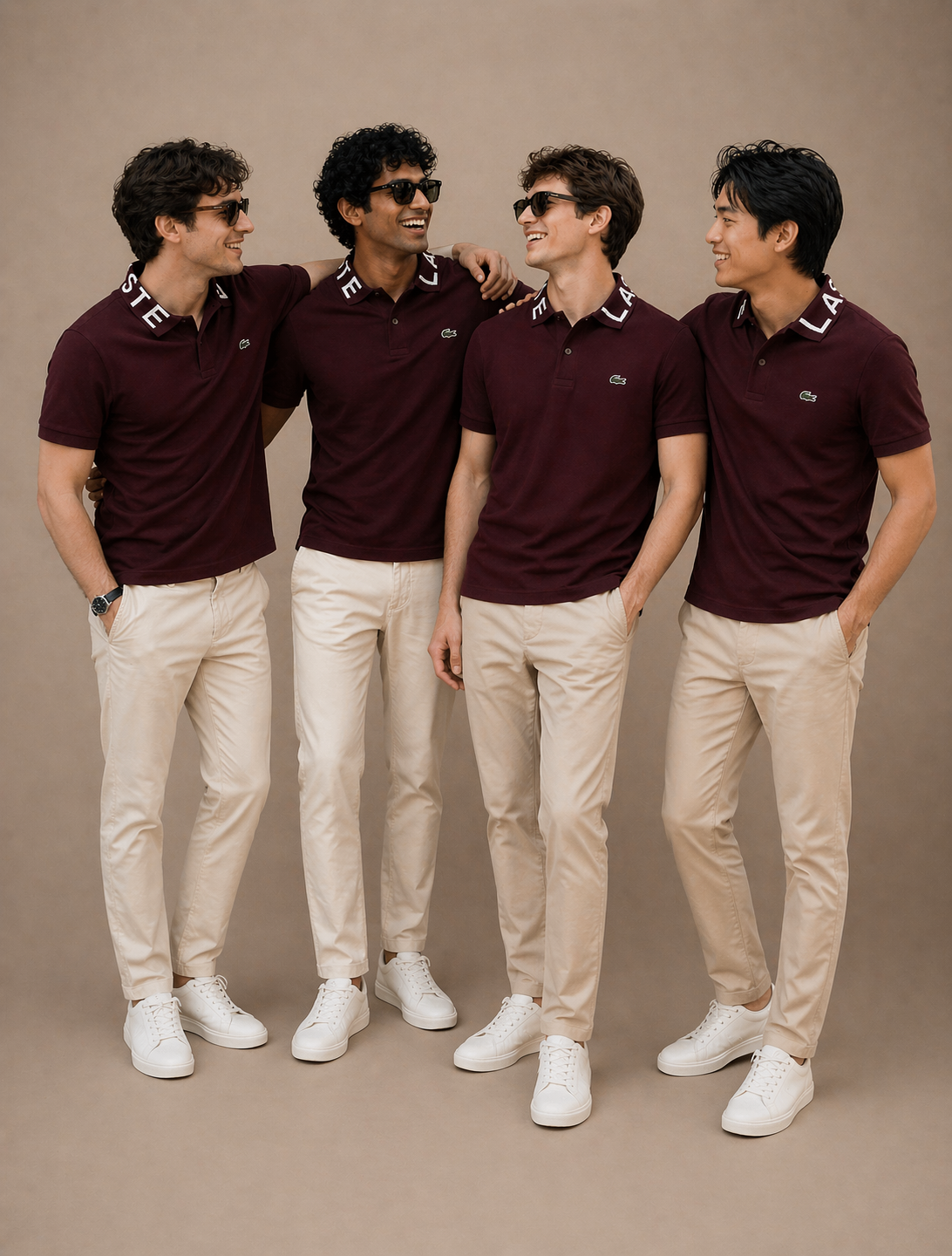 L Men Maroon Movement Jacquard Collar