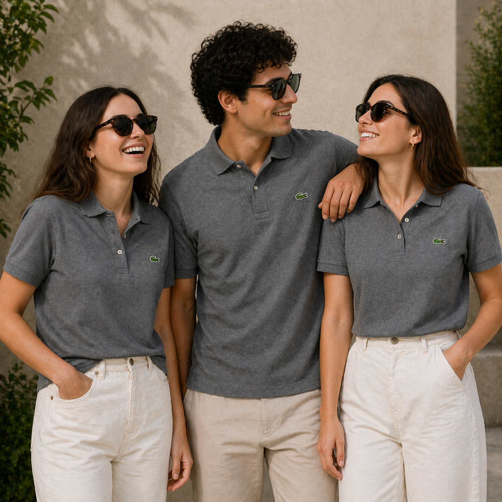 L Men Grey Heathered Pique Cotton Shirt