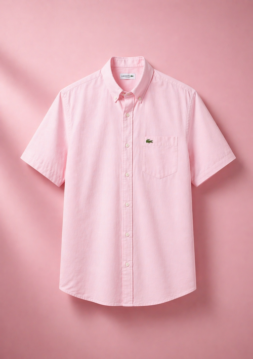 L Men Pink Regular Fit Gingham Poplin Shirt