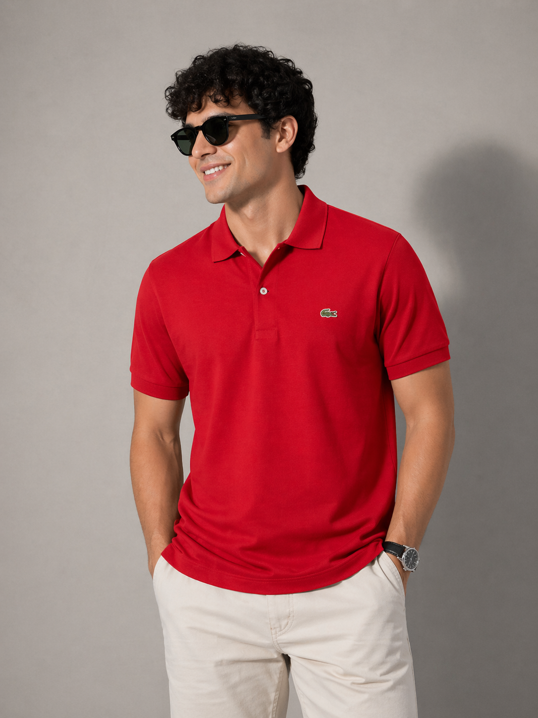 L Men Red Ultra Soft Cotton Pima Jersey T-Shirt