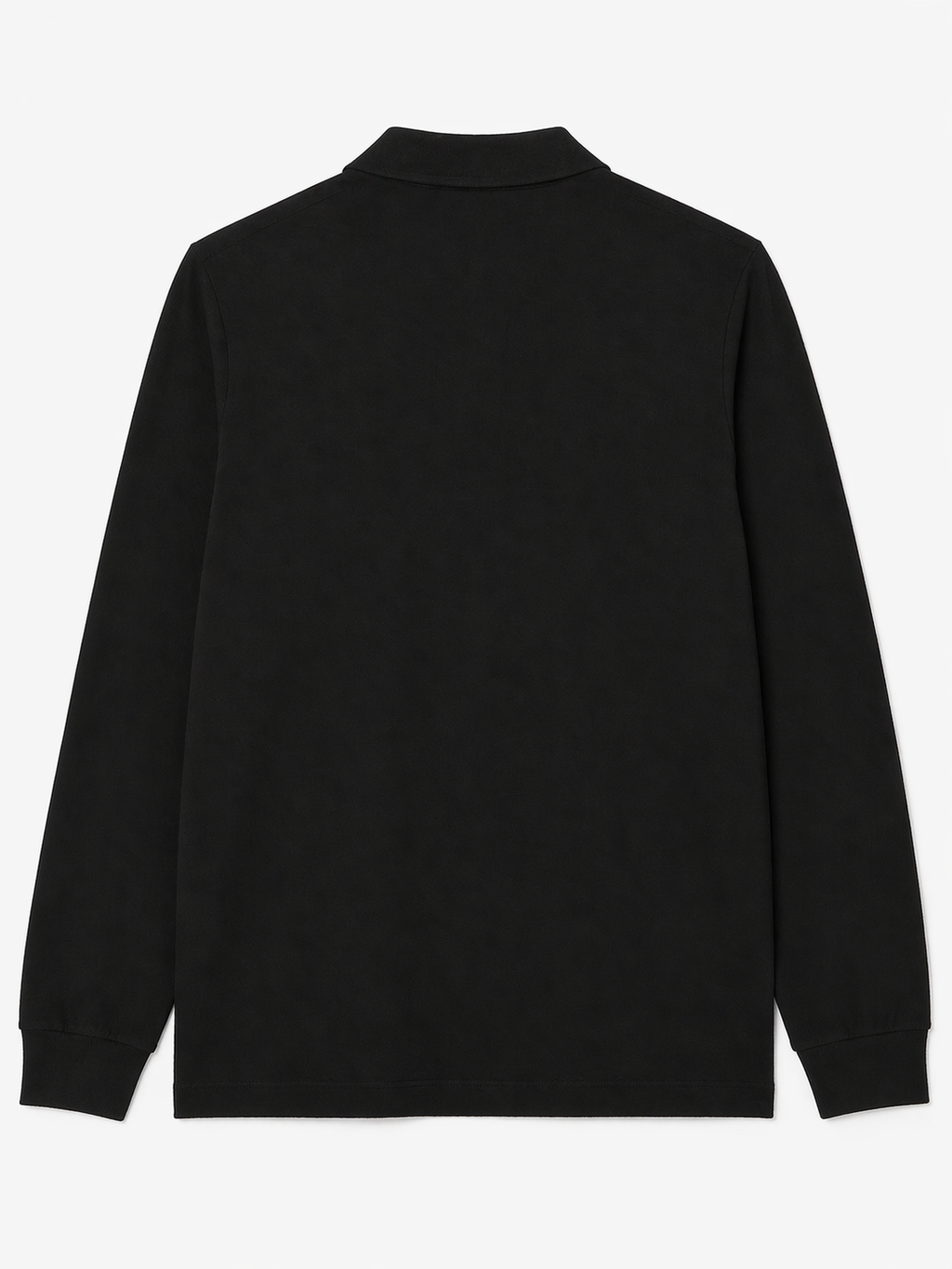 L Men Black Long-Sleeve Paris Shirt Regular Fit Stretch Cotton Pique