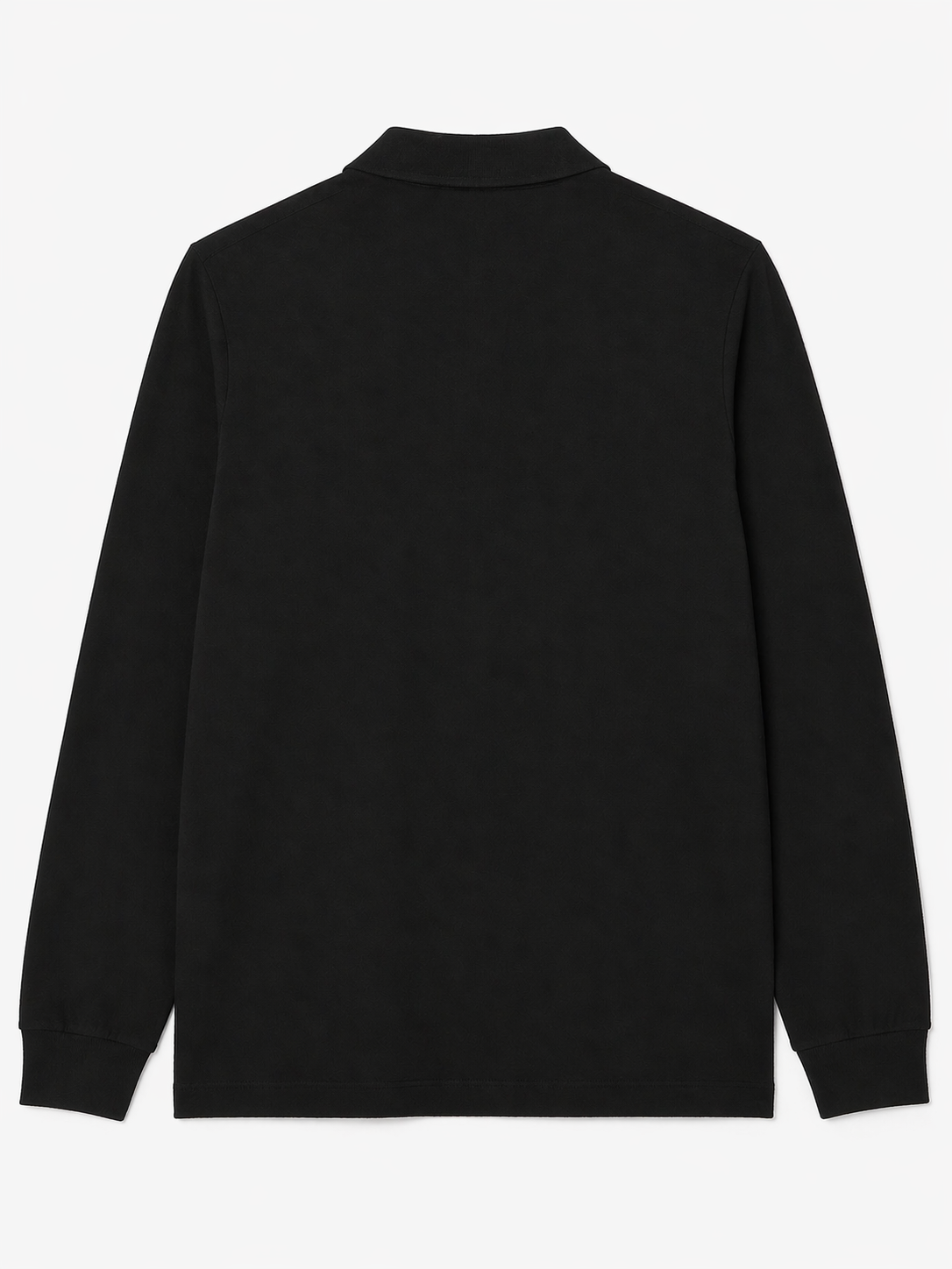 L Men Black Long-Sleeve Paris Shirt Regular Fit Stretch Cotton Pique