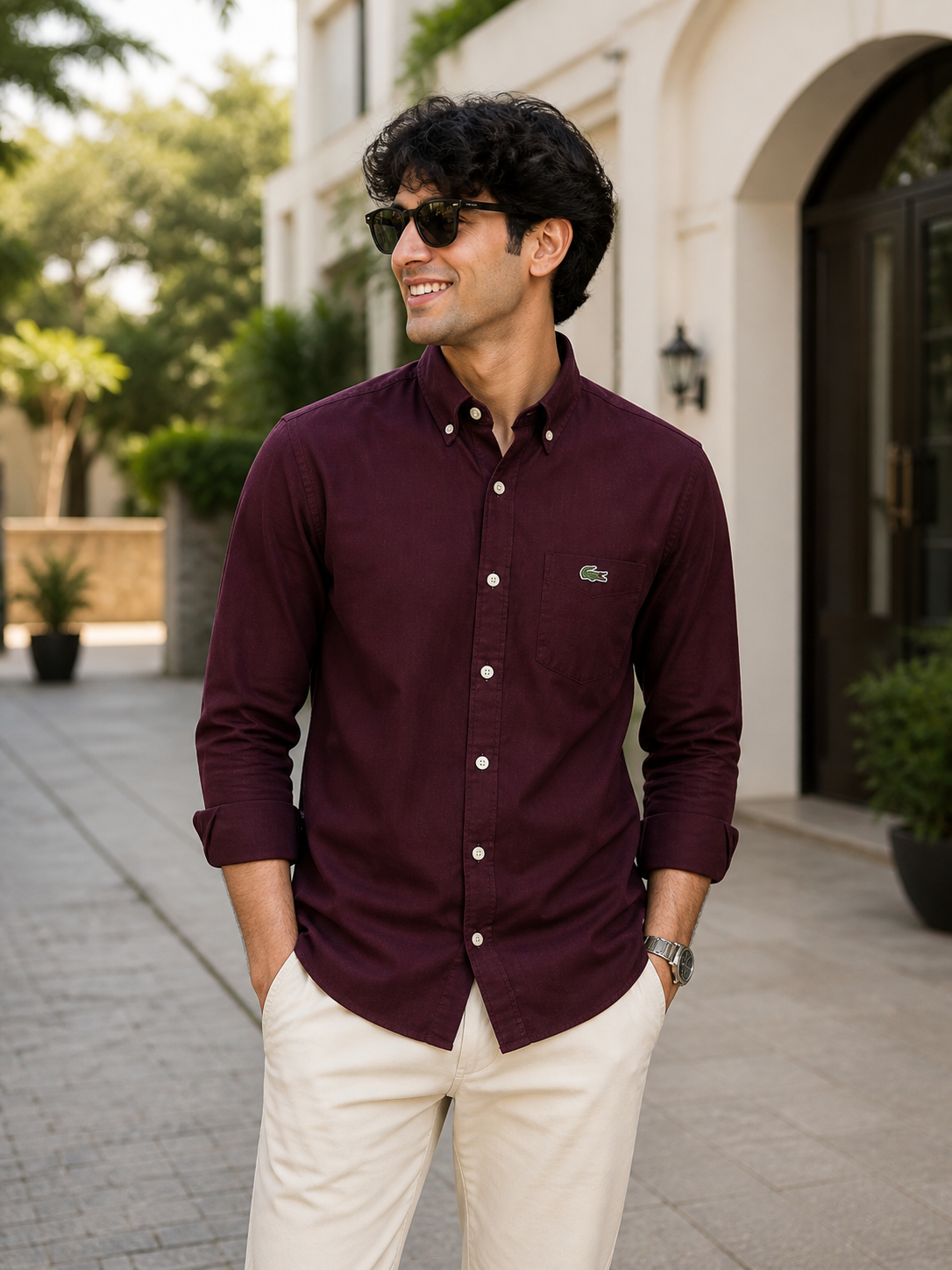 L Premium Classic maroon Full Sleeve Shirt