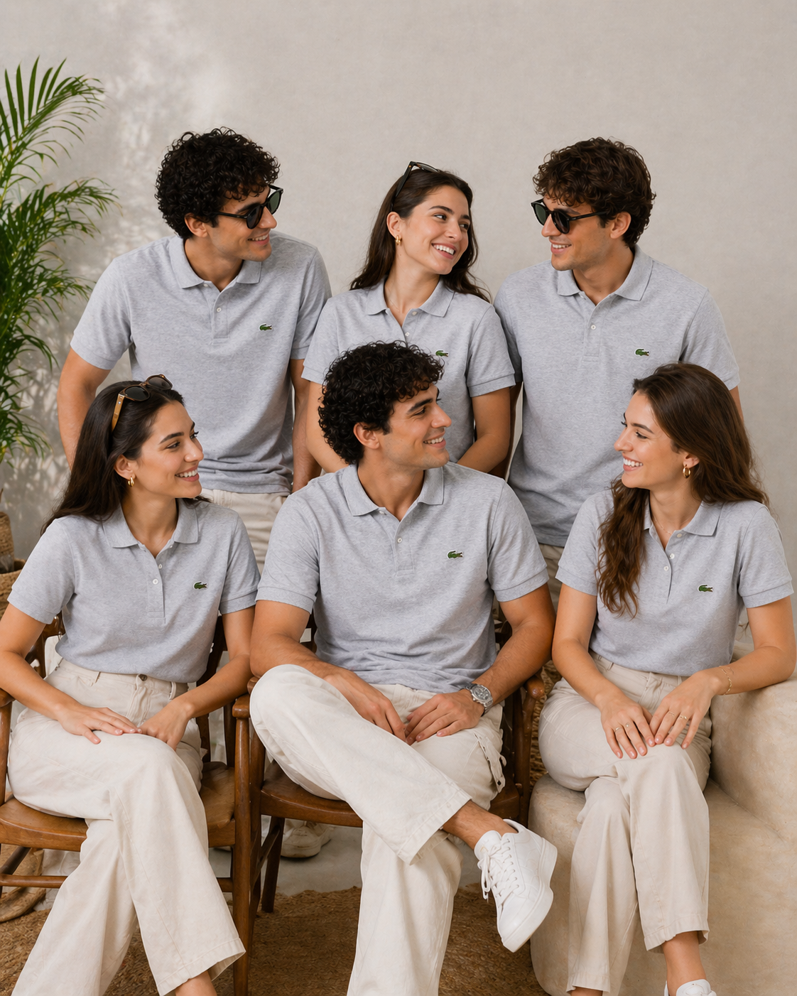 L Men Grey Polos T-Shirt