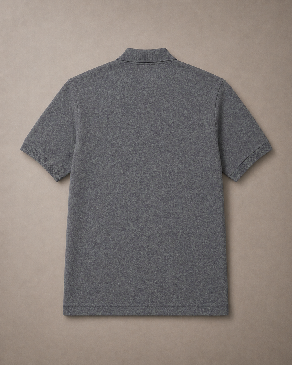 L Men Grey Heathered Pique Cotton Shirt