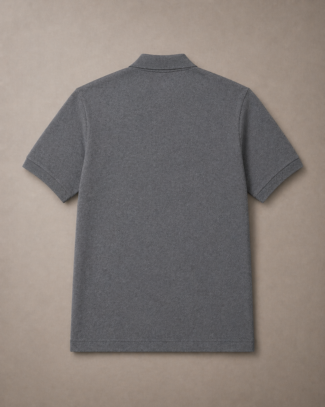 L Men Grey Heathered Pique Cotton Shirt