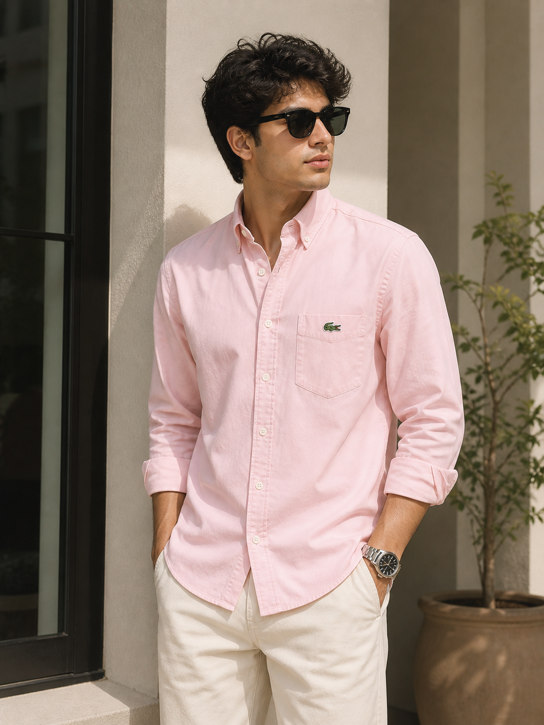 L Premium Classic Baby Pink Full Sleeve Shirt